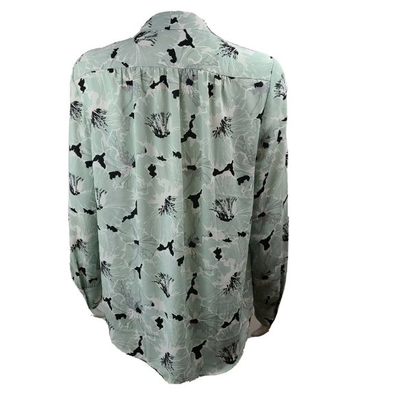 ANN TAYLOR Factory Green Black Floral Size M - Picture 3 of 6